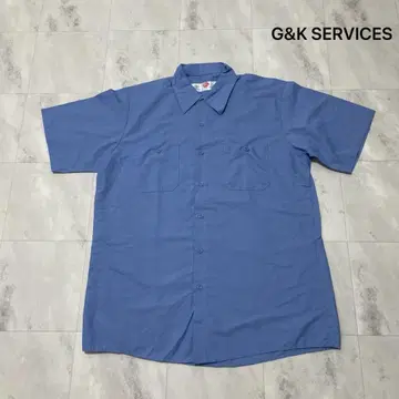 G&K SERVICES 워크 셔츠 반팔 포켓 카라 심지 빈티지