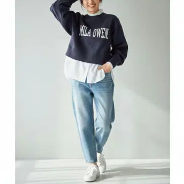 Mila Owen 밀라 오웬 짧은 기장 로고 트레이닝 풀오버