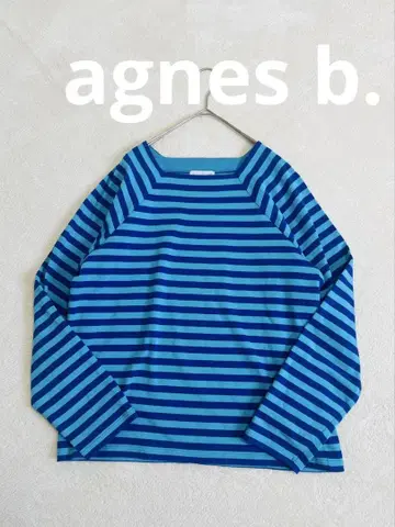 agnes b. 에네스베 스퀘어 넥 보더 티셔츠 L 일본제