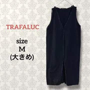 ZARA [ M ] 롱 데님 원피스 프론트 슬릿 무지 블랙 코튼