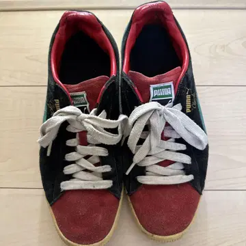 PUMA Clyde 스웨이드 스니커즈 블랙/빨간색/그린