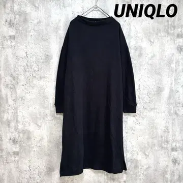 [ UNIQLO ] 하이넥 롱 원피스 블랙 무지 심플 M