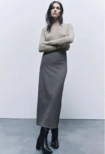 ZARA ZW COLLECTION 미디 펜슬 스커트 그레이 S