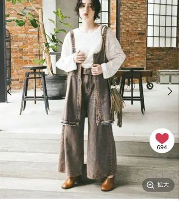 니코앤드 루즈 와이드 데님 브라운 오버다이