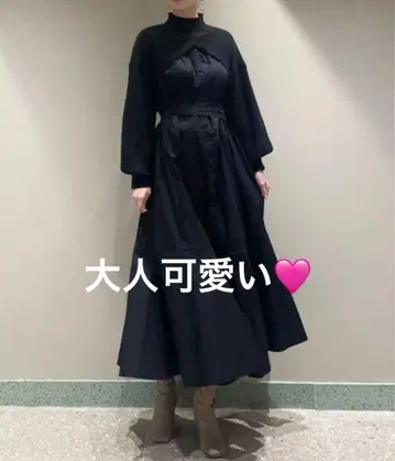 [ 새상품급 ] SNIDEL 스나이델 원피스 니트 세트 블랙 프리 사이즈