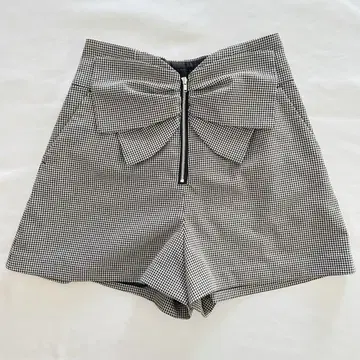 Rirandture 빅 리본 큐롯 체크 무늬 바이컬러
