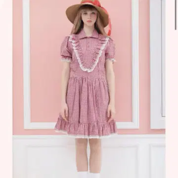 택 포함 새상품 poupee boutique 체크 무늬 원피스