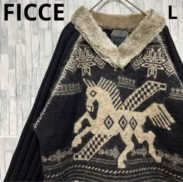 FICCE 피치 도니 코니시 패턴 니트 스웨터 페가수스 L 노르딕