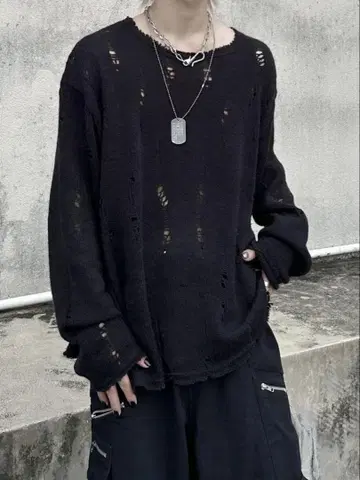 [ Chikashitsu + ] damage mohair knit