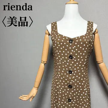 새상품급 rienda 도트 무늬 슬리브리스 원피스 M 브라운 109계