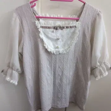 NOEMIE 노에미 화이트 핑크 블라우스 M