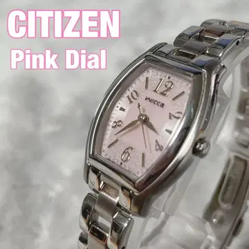 새상품급 CITIZEN wicca 핑크 다이얼 여성용 손목시계 귀여운