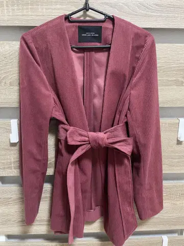 코듀로이 노카라 자켓 다크 로즈