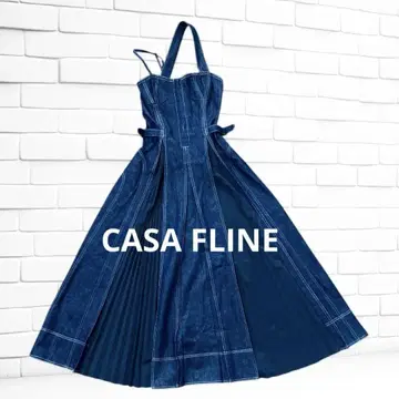 새상품급 CASA FLINE 프론트 후크 데님 롱 원피스 카사플라인
