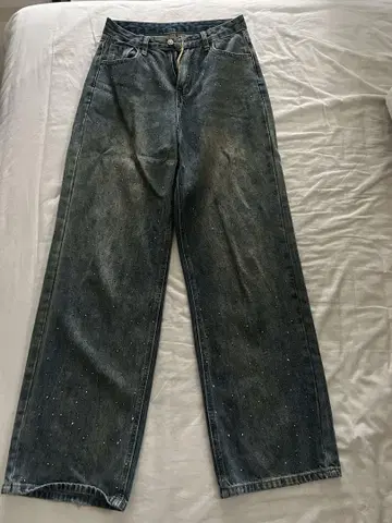 SHAGGIE 오로라 큐빅 장식 빈티지 루즈 데님 팬츠
