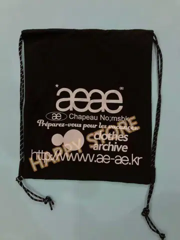 미사용 aeae 로고 블랙 드로우 스트링 백팩