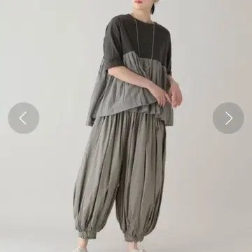 내추럴 바이 클립/mumokuteki 콜라보 신체 편안한 벌룬 팬츠