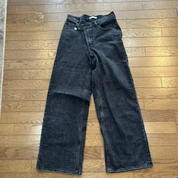 MOUSSY 다크 그레이 와이드 레그 데님 팬츠