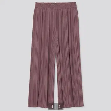 택 포함 미사용 새상품 UNIQLO 플리츠 캐주얼 팬츠 S 퍼플