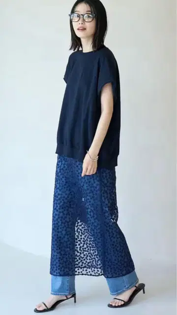 UNFILO 최신작 [세탁 가능] 자수 레이스 스커트