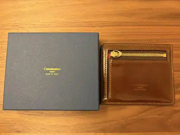Crevaleathco 컴팩트 멀티 지갑 아니린 염색 코도반