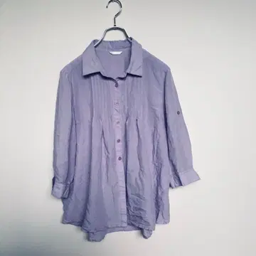 [녹스빌리지] 칠부 소매 셔츠 라벤더 블라우스 예쁜 가슴 턱 L