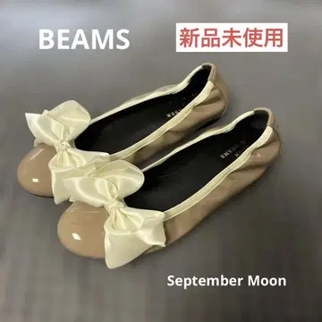 BEAMS 9월 문 리본 포함 베이지 플랫슈즈 새상품