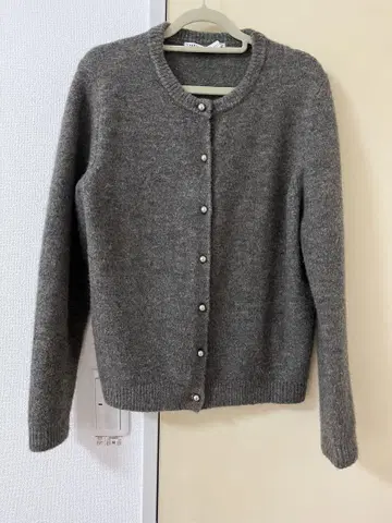 ZARA 메탈 버튼 니트 가디건 브라운 L 사이즈