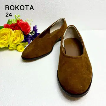 [ 미사용품 ] ROKOTA 펌프스 플랫슈즈 24 브라운 로우힐