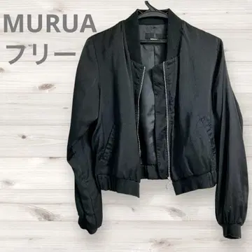 MURUA 블랙 집업 크롭 자켓