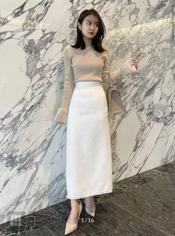 아뉴앙스 트위드 타이트 스커트 (WHITE) S사이즈