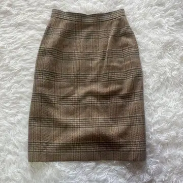 PERRY ELLIS 미디 스커트 M 울 레나운 체크 무늬