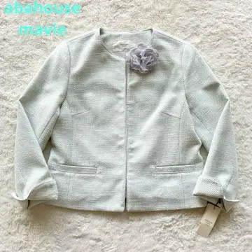 [ 택 포함 새상품 ] 아바하우스 마비 트위드 코사지 노카라 자켓 M