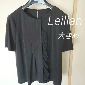 레리안 Leilian 프릴 블라우스 빅 블랙 반팔 상의 예복