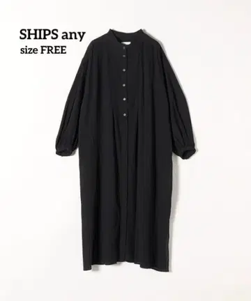 새상품급 SHIPS any 오가닉 코튼 크레이프 셔츠 원피스 블랙