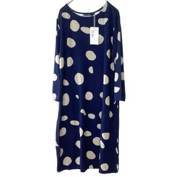 택 포함 새상품 marimekko PLAMA M 도트 무늬 원피스 네이비
