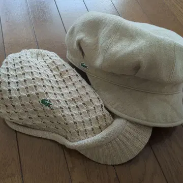 LACOSTE 베이지 헌팅 캡 2세트