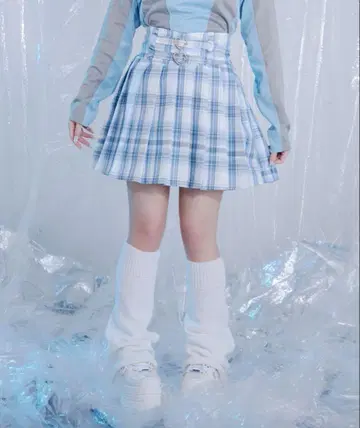 Pal elfy 파르엘피 하트 버클 플리츠 스커트 블루