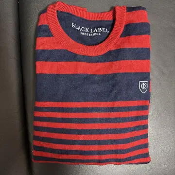BLACK LABEL 크루넥 스웨터 빨간색 네이비 스트라이프