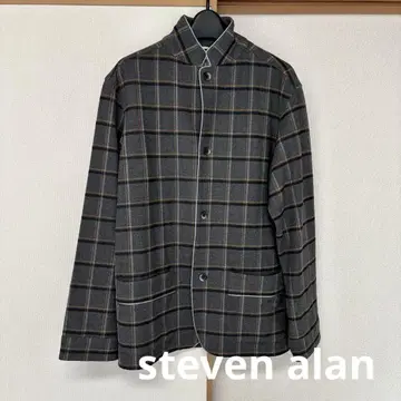 steven alan 스탠드 카라 체크 무늬 자켓