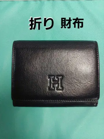 HIROFU 블랙 가죽 접이식 지갑