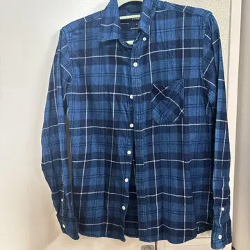 BEAMS 긴팔 플란넬 셔츠 M 블루 계열 체크 무늬