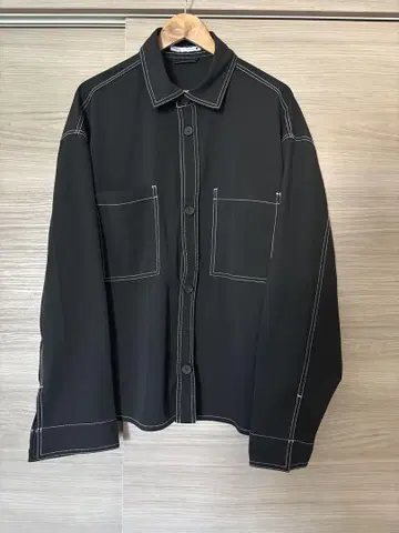 ZARA 자라 셔츠 블랙 화이트 스티치 빅 실루엣
