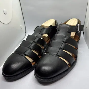 [사용 1회] 천연 가죽 구르카 샌들 남성용 27cm 블랙