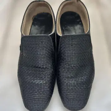 블랙 뜨개질 가죽 슬립온 슈즈