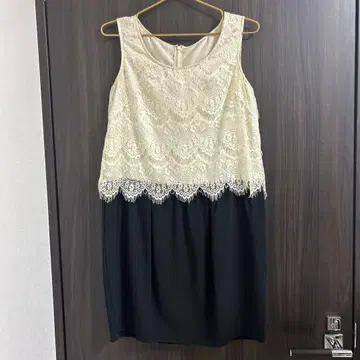 아이보리 레이스 탑 블랙 스커트 드레스