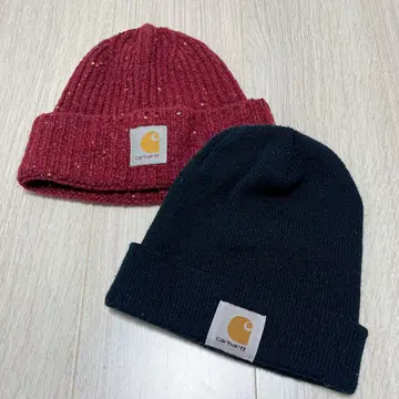 Carhartt 니트 모자 버건디 블랙 세트