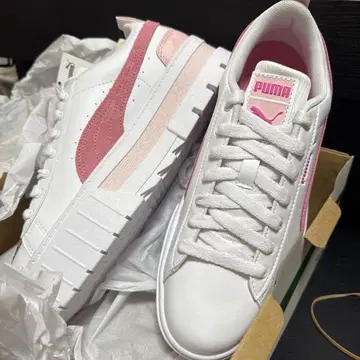 PUMA 화이트 핑크 메이즈 통굽 스니커즈 핑크 25.5