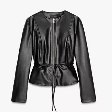 ZARA 인조 가죽 플럼 자켓 S