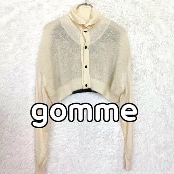 gomme 밴딩 모헤어 혼방 가디건 숏 기장 화이트 x 블랙